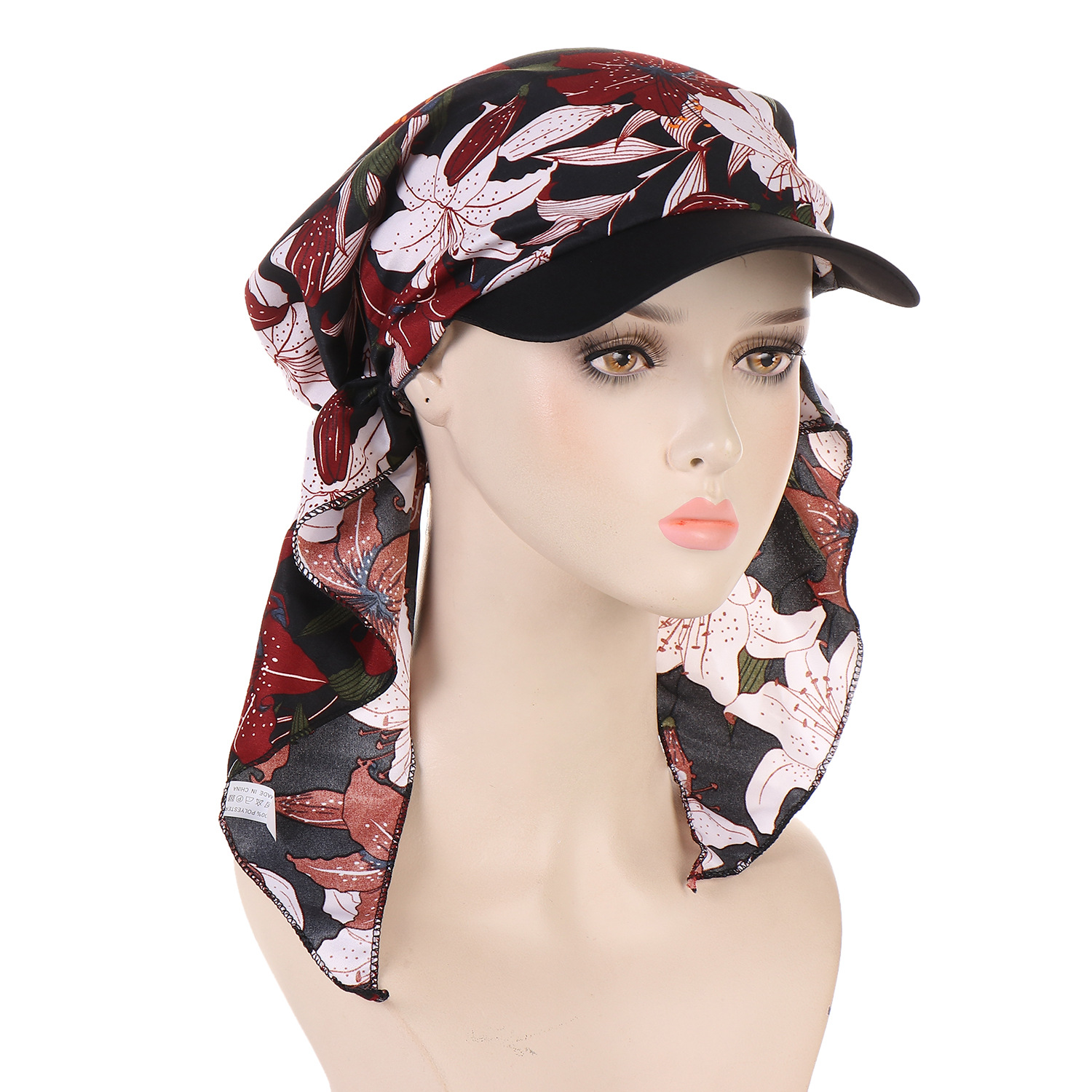 cappello turbante stampato da donna, cappello turbante floreale alla moda, cappello curvo_voghion.com