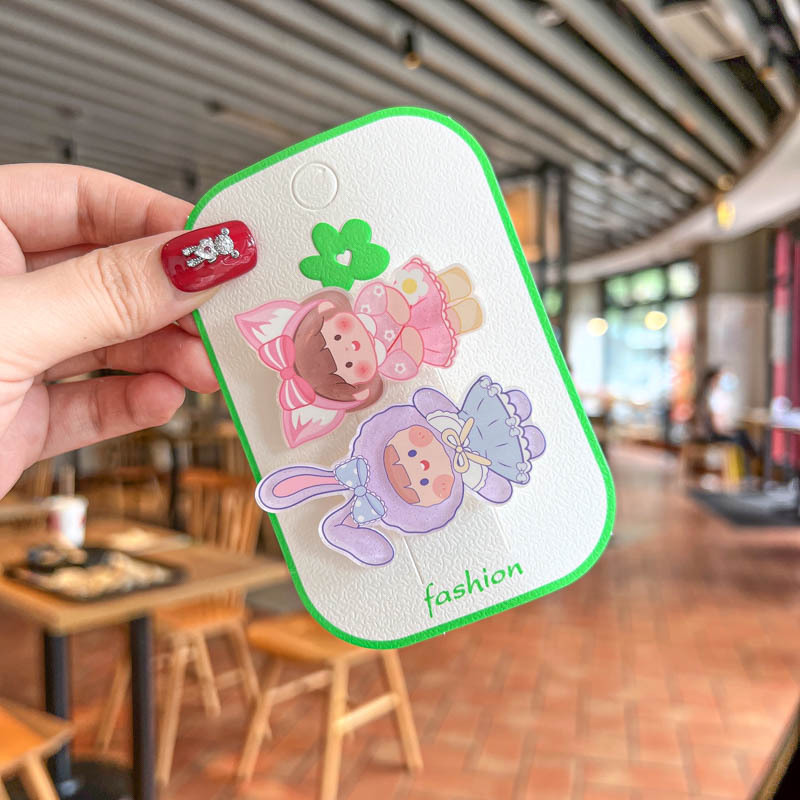 Estilo coreano de dibujos animados acrílico en forma de princesa horquilla lindo bebé flequillo roto horquilla de los niños clip de par tocado