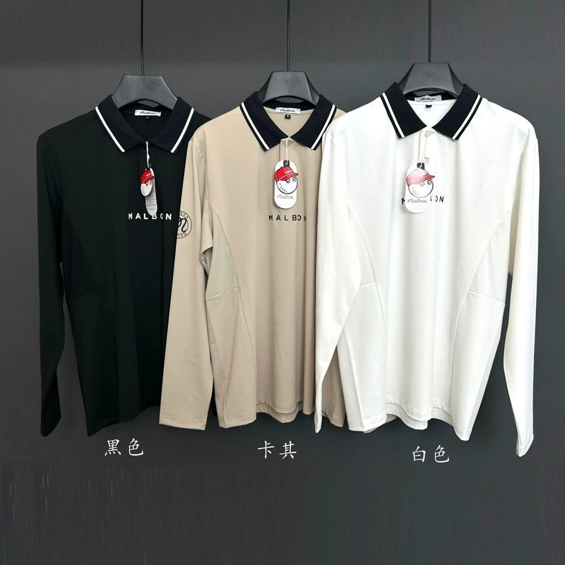 New Golf Autumn Malbon Long Sleeve T-Shirt Korean Lapel Sports Men's Breathable Quick Drying Casual Clothing