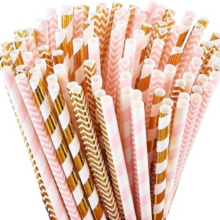 25Pcs Paper Straws Disposable Straws Paper Striped Color Decorative Creative Straws Dessert Drink Party Straws