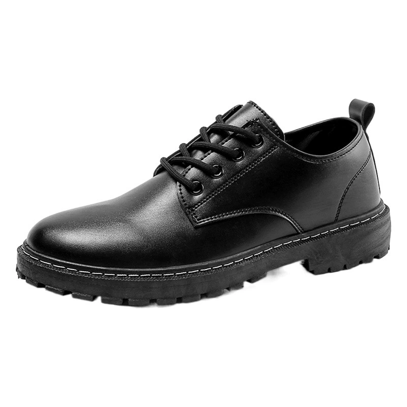 Весенние повседневные кожаные туфли для мужчин, дышащая черная деловая официальная одежда в британском стиле, молодежный костюм с круглым носком, мужская обувь Martin с большим носком