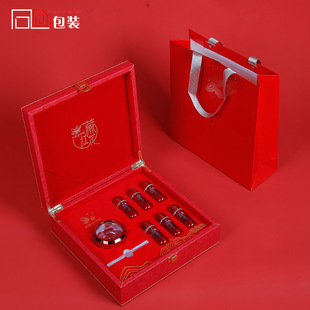 Saffron Leather Gift Box Empty Box 10g Saffron Gift Box High-grade Bronzing Flip Red Box