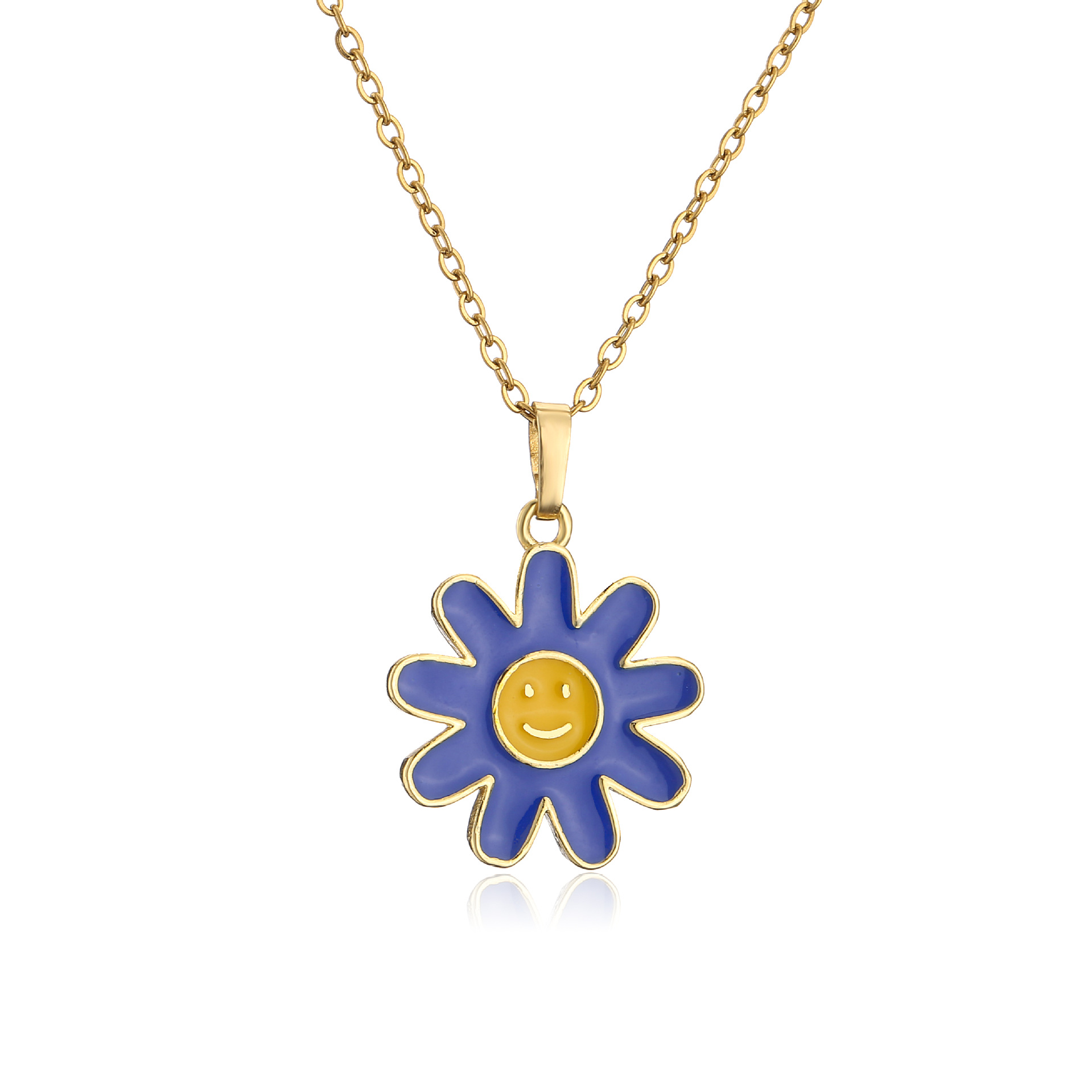 Sweet Flower Copper Pendant Necklace Stoving Varnish Copper Necklaces