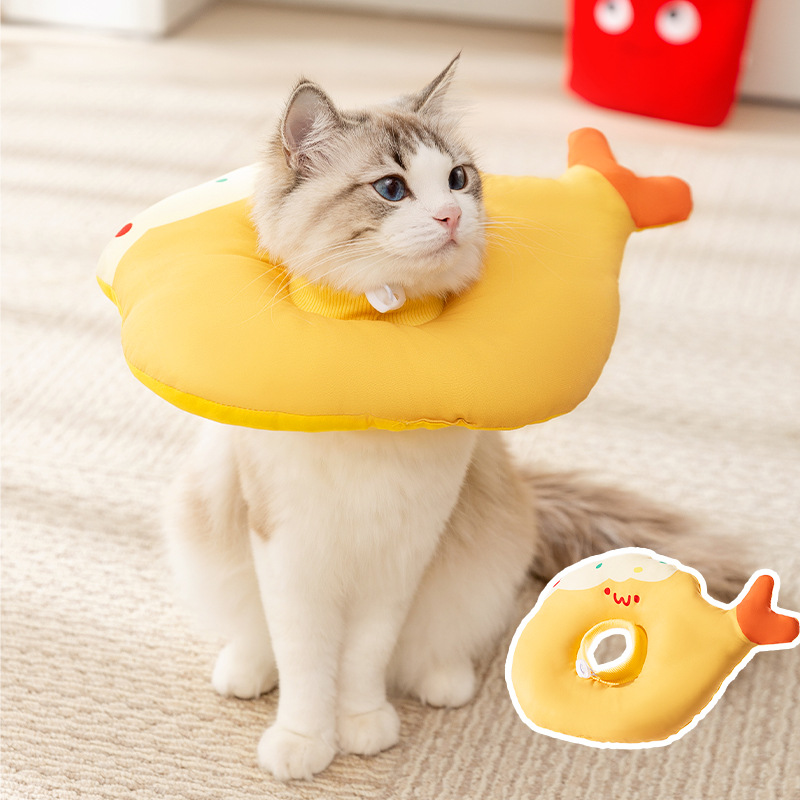 Nueva caricatura de mascotas Elizabeth Circle gato castrado posoperatorio casco perro anti-mordedura, anti-lamido y anti-rasguño suministros para gatos