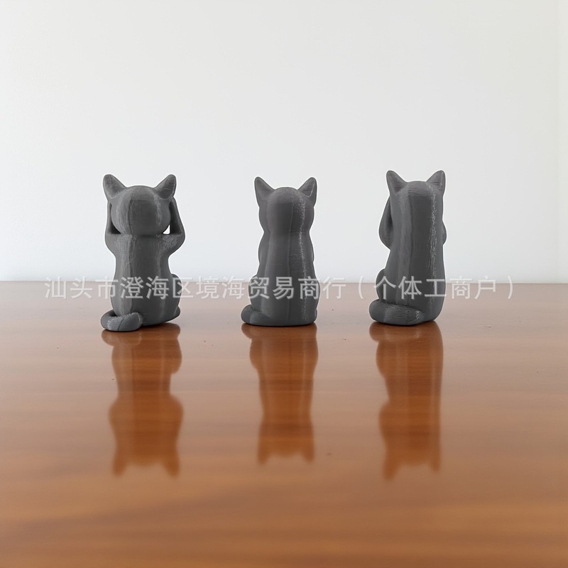 跨境新品勿听勿看勿言的猫万圣节猫咪装饰品摆件|undefined