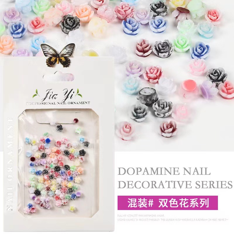 Mini tamaño pequeño Camelia color caramelo dopamina joyería de uñas amor Accesorios