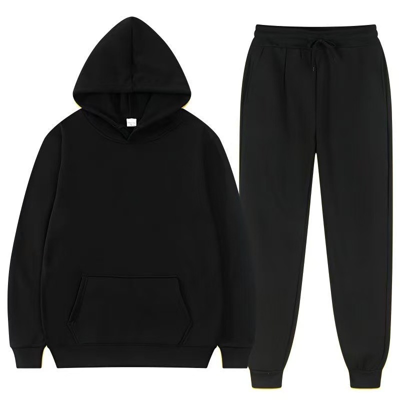 2024 Korean Style New Solid Color plus size Long Sleeve Hooded Men's and Women's suit Women's Casual Loose Two-piece Set