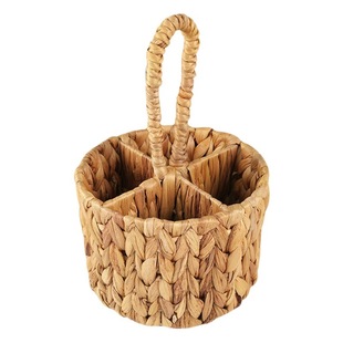 Water Hyacinth Grass Woven Storage Basket Amazon Hot Selling Hand-woven Knife and Fork Storage Basket Home Small Sundries Storage