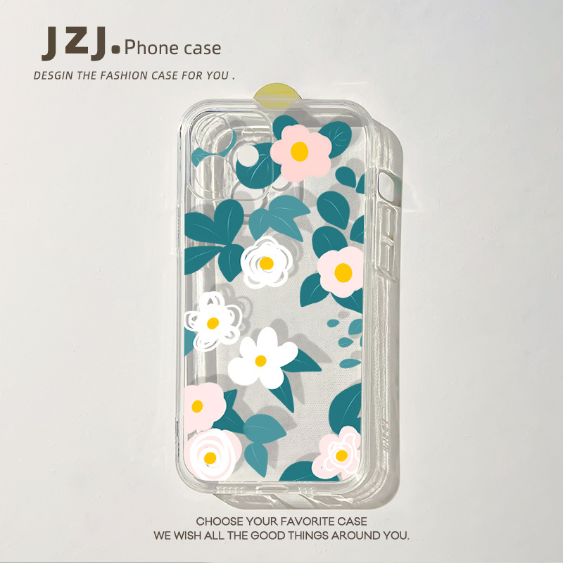 创意小花朵苹果13手机壳跨境iphone12透明壳适用14pro保护套7代发|ru