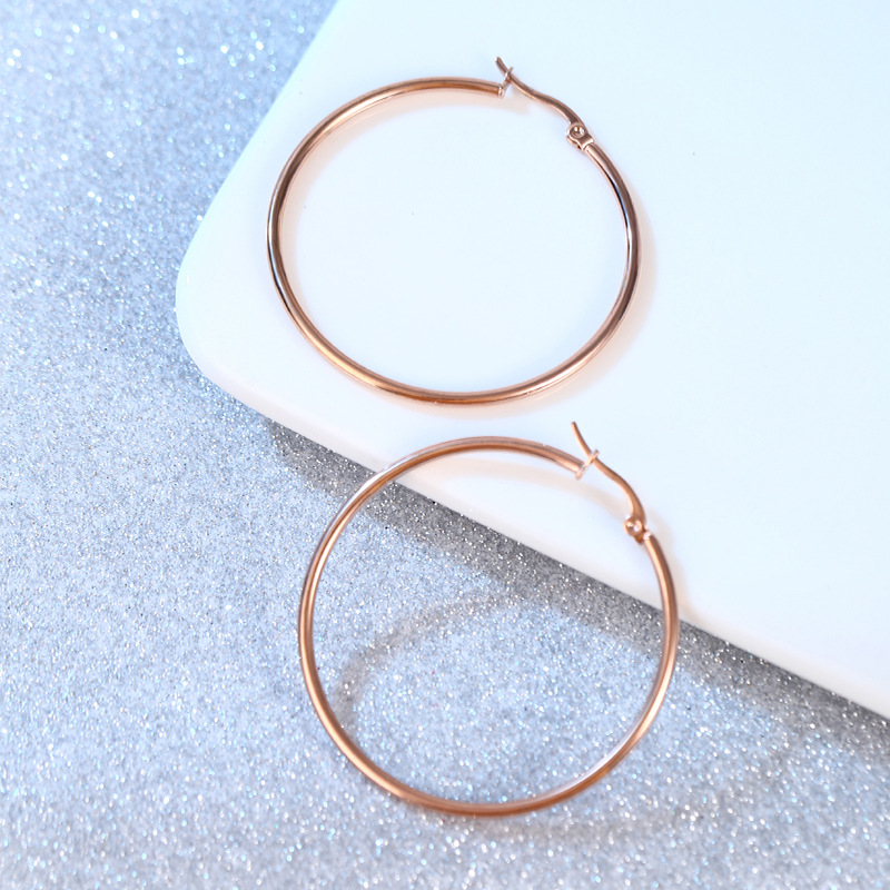 Rose Gold Exaggeration Popular circle Earrings Retro senior ring Stainless steel have more cash than can be accounted for Earrings goods in stock