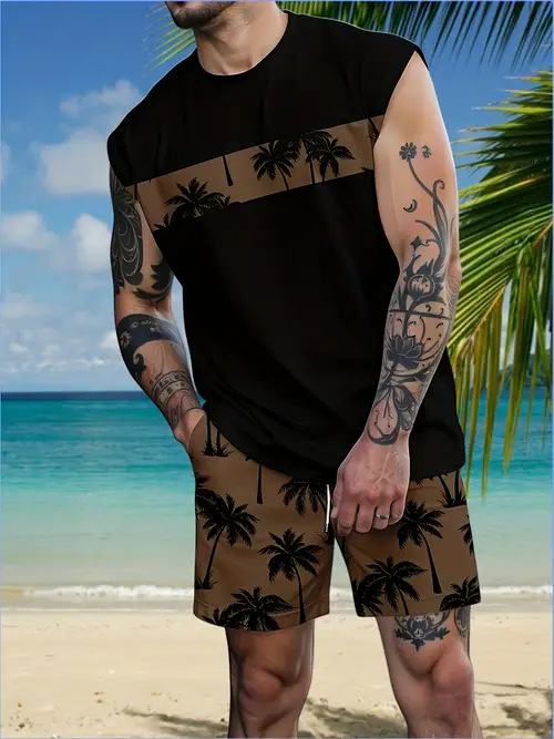 Men's Vest Set Skin Friendly Cool Summer Not Stuffy Or Sweaty Clothing_viptrois.com
