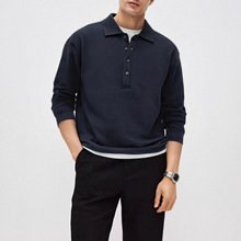 秋季新款老钱风polo衫男装假两件宽松商务休闲长袖翻领男秋冬上衣