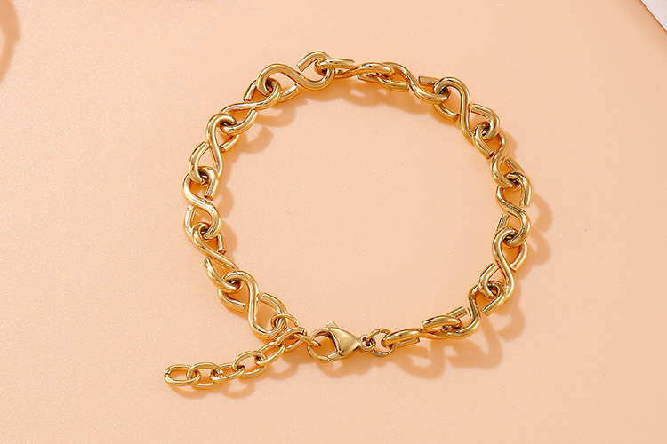 304 Stainless Steel Material PVD Coated 18K Gold Plated Number Titanium Steel Fashion Waterproof Non Tarnish Titanium Steel Bracelets
