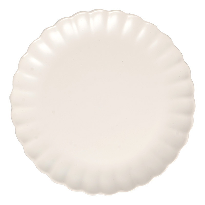 Plato de floración simple de color sólido, plato de cerámica occidental de alto valor, plato redondo doméstico, plato de cubiertos al por mayor