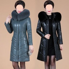 2025新款海宁皮衣羽绒服女真皮中长款绵羊皮皮草修身外套加绒加厚