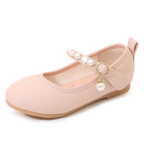 Girls' Leather Shoes  Summer New Pearl Soft Sole Little Girls' Single Shoes for Middle-aged and Older Students Casual Children's Shoes Wholesale