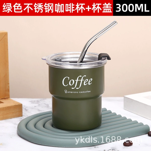 Green glass cover, straw