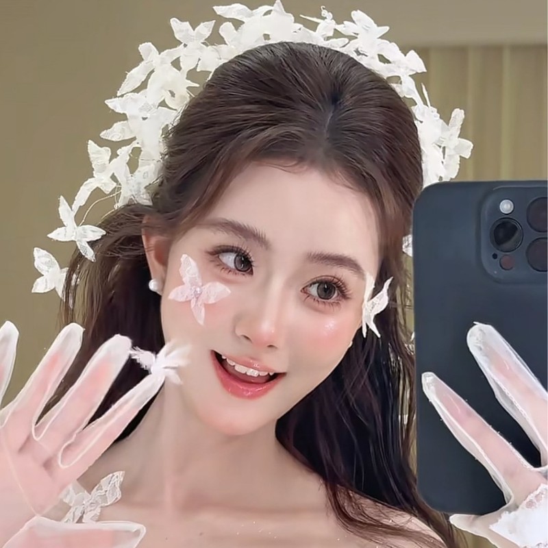 韩式超仙蝴蝶发饰抓夹百搭气质唯美结婚跟妆礼服配饰西式套装发饰|undefined