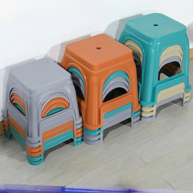Taburete de plástico engrosado, sala de estar de moda para el hogar, taburete pequeño económico simple, antideslizante y duradero, mesa de comedor, taburete, restaurante de baño