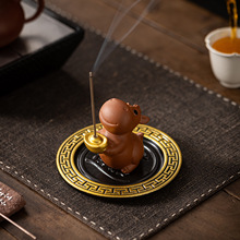 创意紫砂福马线香炉家用室内香插香座香托茶台桌面茶室香薰炉摆件