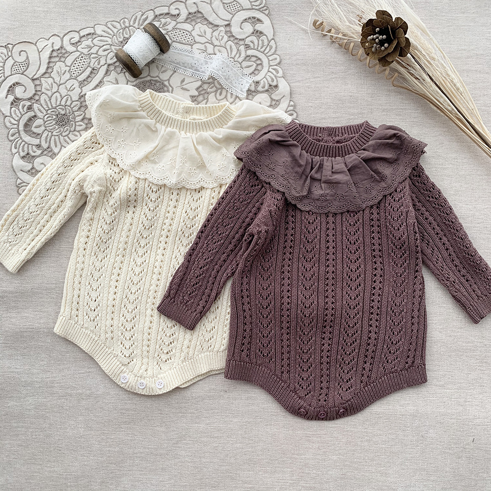 104g Weight Baby(0-2Years) Age Group Regular Fit Fit Type Solid Color Pattern Spring, Autumn Season Baby General Gender 100% Cotton Fabric Embroidery, Hollow Out Design Cute Style Cute Solid Color Embroidery Hollow Out 100% Cotton Baby Rompers 1