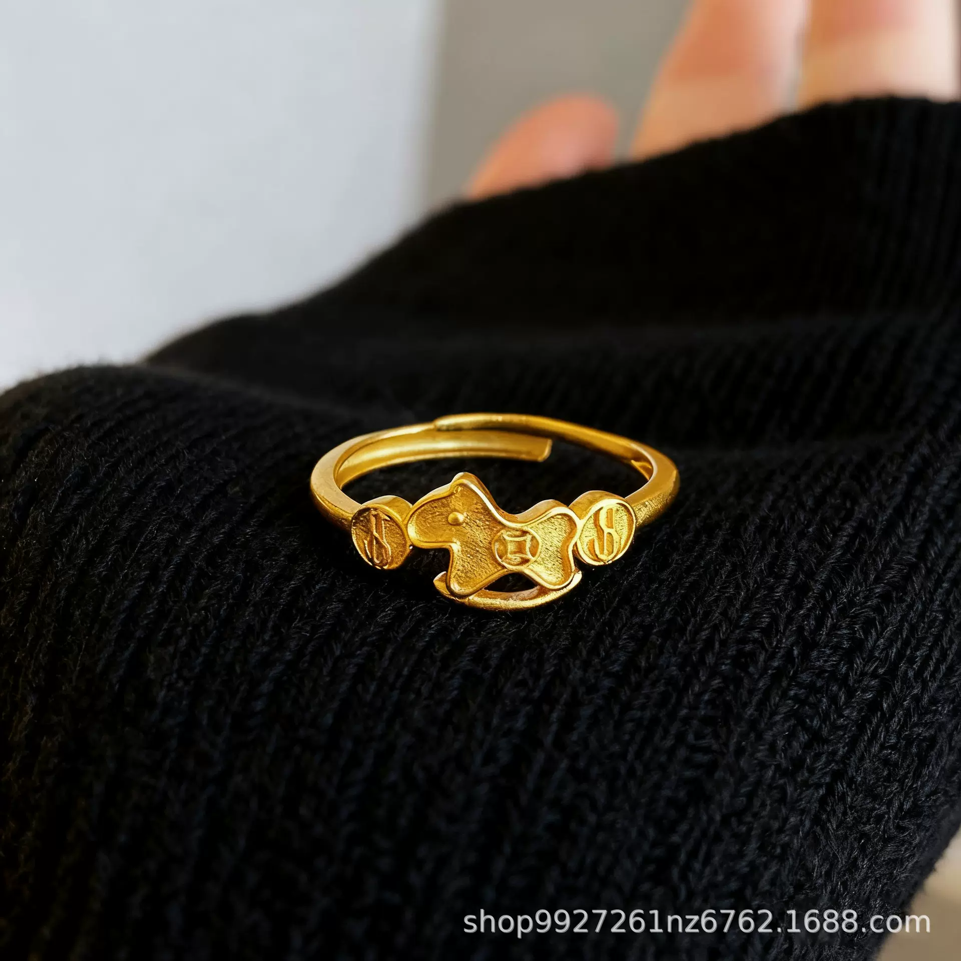足银999马上有钱纯银戒指女轻奢高级感马年手饰小马铜钱指环批发