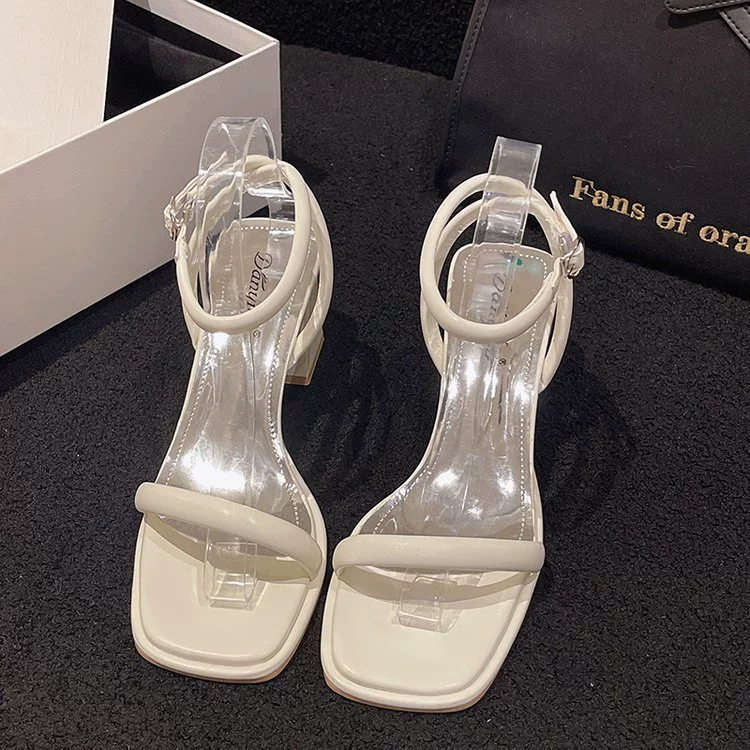 Просто и стильно, все сочетается. Светло-зеленый сливочно-белый черный ремешок сандалии Чжэцзян Вэньчжоу острым носом