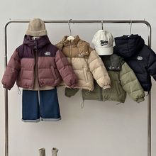 新款儿童防寒服秋冬绒丝羽丝男童装休闲可拆连帽女童外套加厚