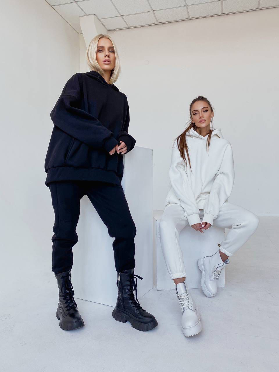 Women's Sweatshirt Suit Fleece-lined Two-piece Set For Women_voghion.com