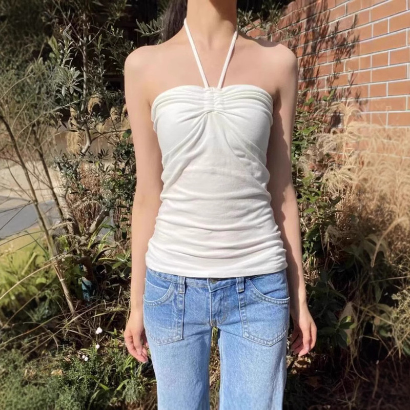 BM Style American Style Hot Girl Style Strapless Lace-up Halter Camisole Women's Bm Slim-fit Slim Inner Top