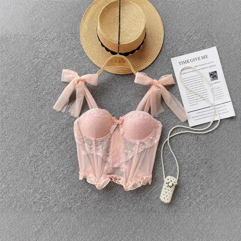 New Sexy Pajamas Sexy Underwear Fish Bone Pure Desire Wind Small Chest Gathering Lace Steel Ring Body Shaping Vest Corset Women