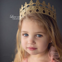 圣诞节欧美立体蕾丝儿童公主皇冠公主裙搭配宝宝周岁生日皇冠发带