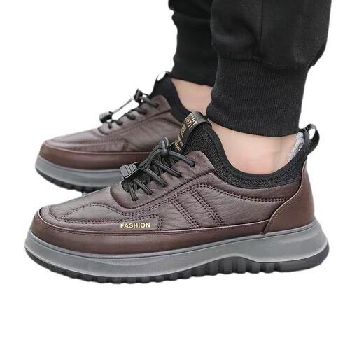 Men's Winter 2024 Fleece Lined and Thick Cotton Shoes, Durable and Slip-Resistant Casual Shoes, Warm Outdoor Sports Shoes - Factory Wholesale