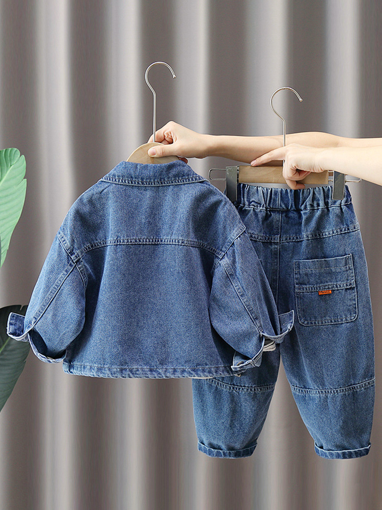 Conjunto de Ropa de Otoño para Niños 6168, Nuevo Conjunto de Dos Piezas de Mezclilla de Primavera y Otoño, Estilo Urbano Moderno para Bebés, Ropa Infantil de Moda en Internet