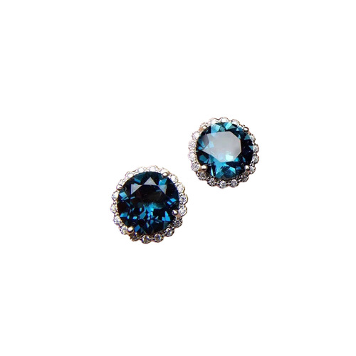 Taobao Live New Imitation Sri Lankan Blue Sapphire Set 4 Carat Ring Earrings Pendant Women's Jewelry