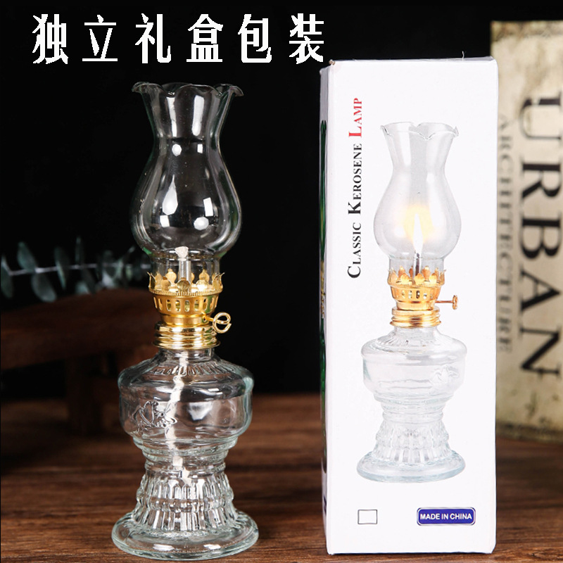 復古玻璃小檯燈煤油燈 應急照明長明燈 客廳臥室擺件氛圍小夜燈