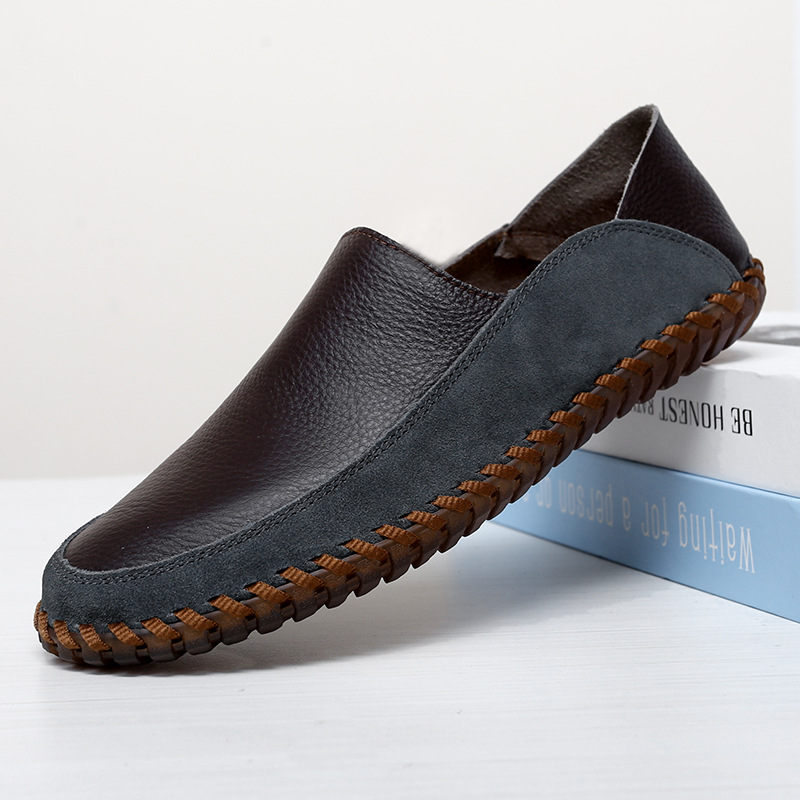 2025 primavera y otoño nuevo ventilador de tendón de vaca ocio conducir un pedal zapatos de cuero suave zapatos de hombre hechos a mano