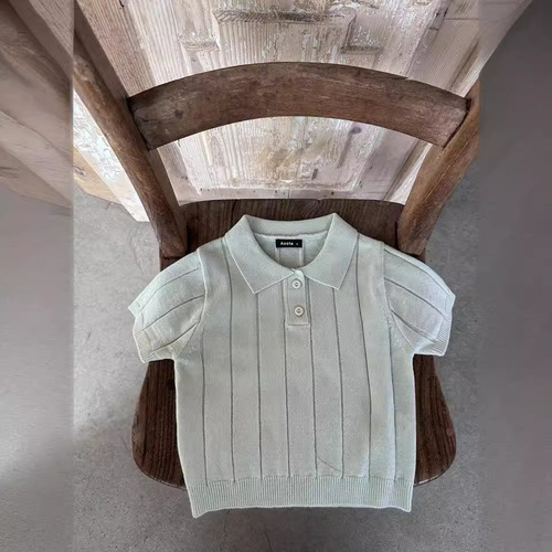 Ins Korean version 2024 spring and summer infant and baby knit sweater thin summer top collar children's turtleneck sweater