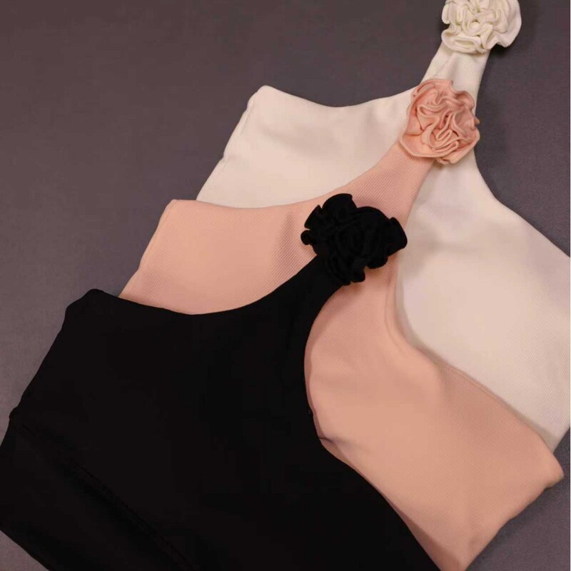 2026 Model Yoga Wear Ribbed One-Shoulder Floral Vest Healthy and Comfortable Sports Yoga Vest