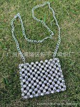 人造珍珠编织链条小包 珠珠卡包手工编织串珠斜挎小包 迷你珠珠包