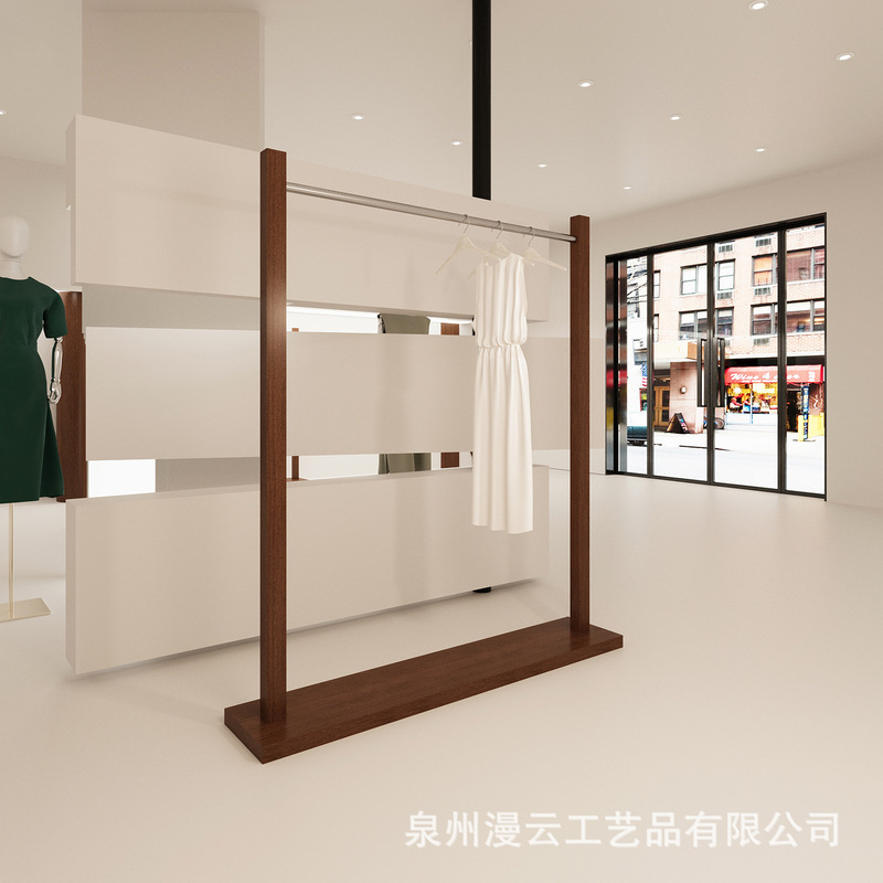Second-Hand Clothing Store Display Rack, Island Floor Rack, Walnut Stainless Steel Clothes Rack, Women's Clothing Store Middle Display Shelf Second-Hand Clothing Store Display Rack, Island Floor Rack, Walnut Stainless Steel Clothes Rack, Women's Clothing Store Middle Display Shelf
