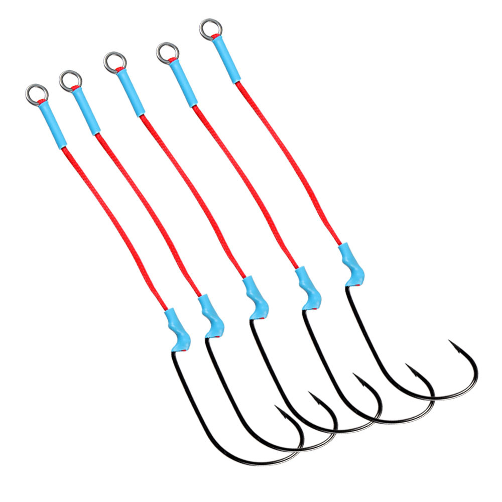 Export high-carbon wide-arm crank hook 5/0 with mackerel anti-bite solid ring for wholesale