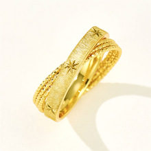 浮光跃金拉丝叠层戒指S925银仿手工八芒星宽版重叠戒饰小红书同款