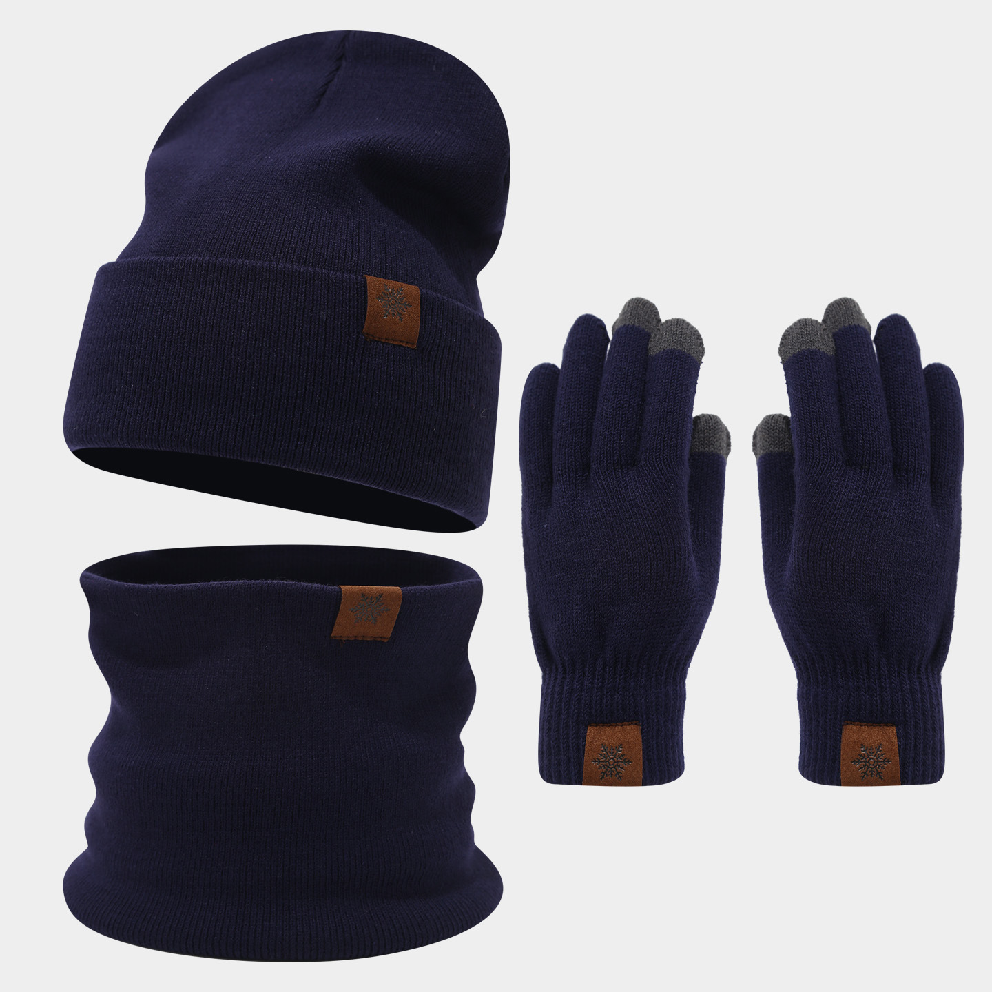 Sombrero de copo de nieve guantes de tres piezas para mujeres al aire libre engrosado calentamiento sombrero de punto calentamiento conjunto de moda masculina