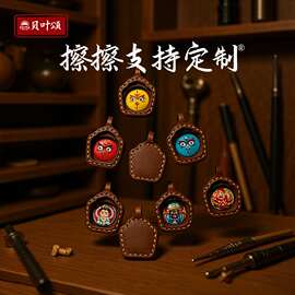 小唐卡支持图案定制擦擦黄财扎拉姆绿度手绘唐卡吊坠复古玛瑙石