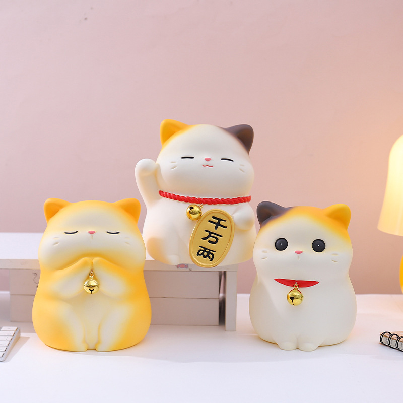 New Creative Furui Cat Medium-Sized Vinyl Money Jar Children's Piggy Bank Can Be Used as a Birthday Gift Wholesale