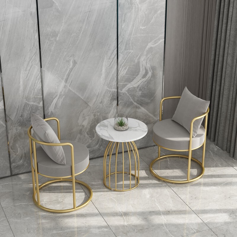 Balcony Small Table and Chair Three-Piece Set, Milk Tea Shop Manicure Negotiation Set, Outdoor Sofa Chair Coffee Table Combination Dining Table and Chairs