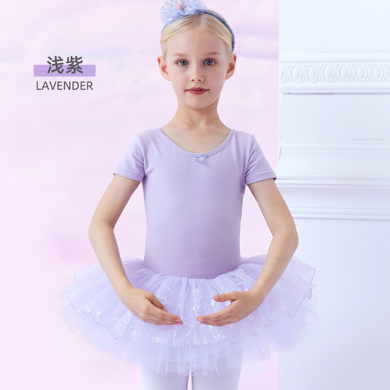 子供のダンス服の女性の夏の半袖の練習服の女の子の中国のダンスのバレエのスカートの子供のダンスの蓬蓬の紗のスカート|undefined