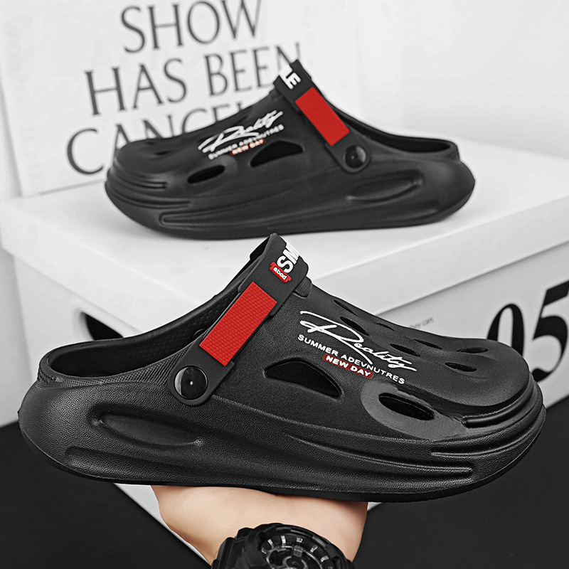 Zapatos perforados para hombres de verano antideslizantes para conducir zapatillas de playa transpirables sandalias