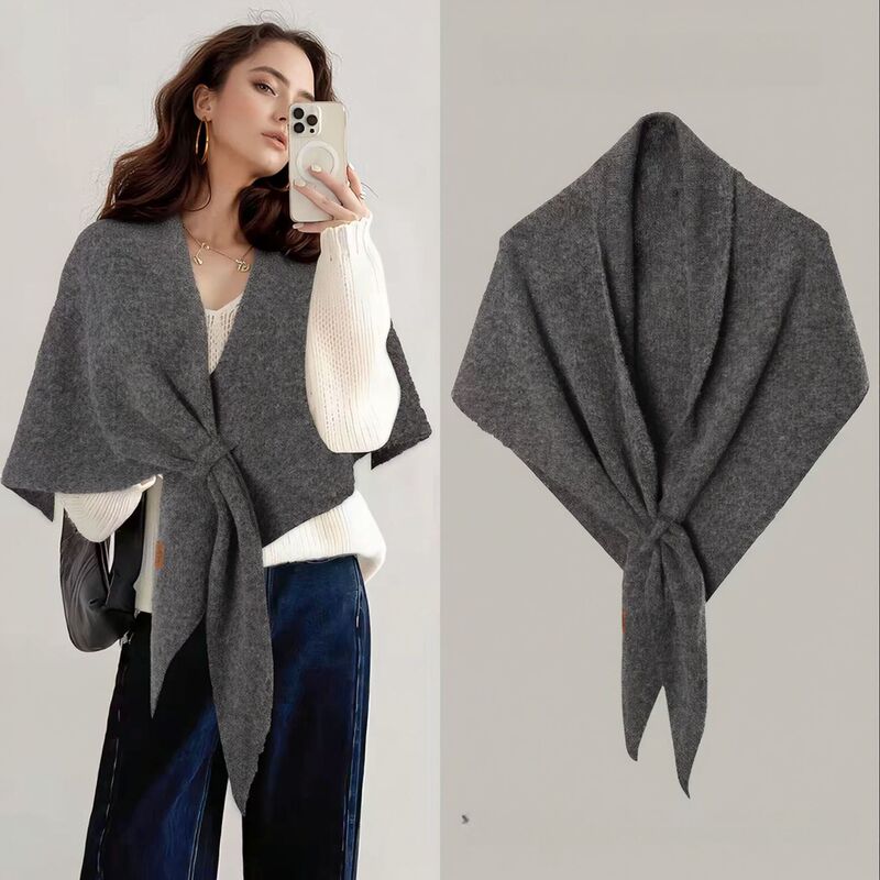 Large Shawl Triangle Scarf for Women, Autumn and Winter Warm Versatile Knit Cape, Retro Autumn and Winter Woolen Cape Scarf Large Shawl Triangle Scarf for Women, Autumn and Winter Warm Versatile Knit Cape, Retro Autumn and Winter Woolen Cape Scarf